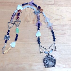 Handmade cottagecore faerie necklace. Cute faerie door that opens. Witch vibes